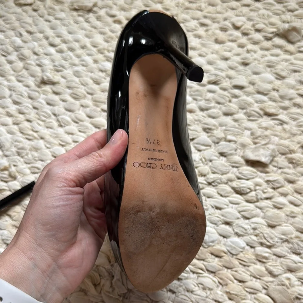 Jimmy Choo - size 37 1/2 - Black and Tan High Heels